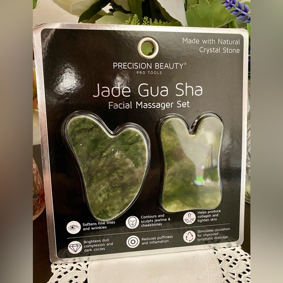 🆕🌿 PRECISION BEAUTY “JADE GUA SHA” FACIAL MASSAGER SET. NEW & FACTORY SEALED! - Picture 2 of 8